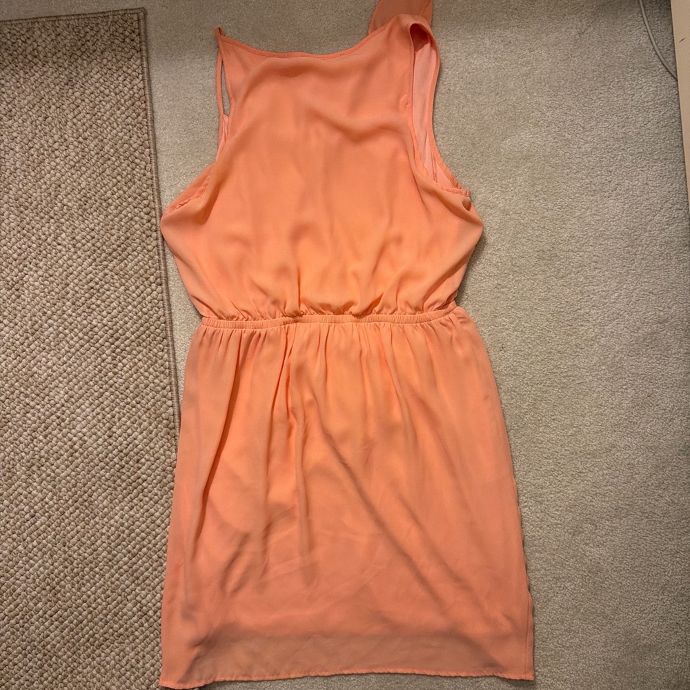 Elegant Peach Ruffle Dress - Picture 2 of 3